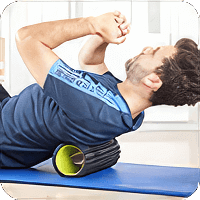 image of man using foam roller