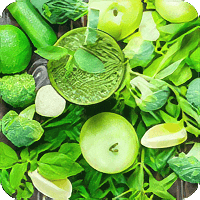 image of green veggies and fruit