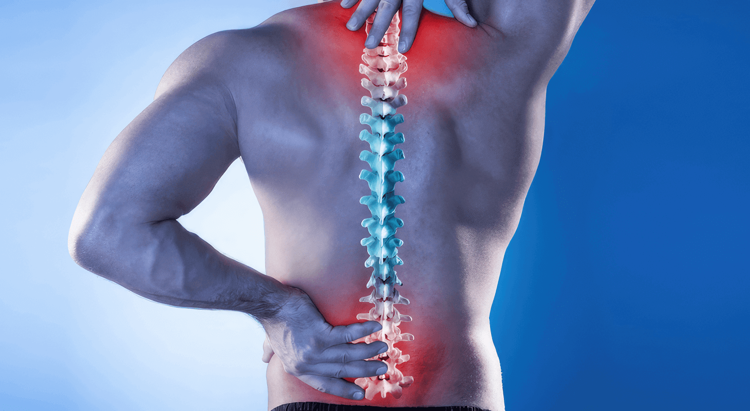 Man experiences upper and lower back pain