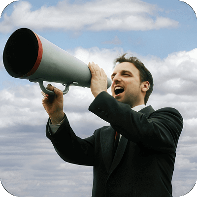 image of man using megaphone